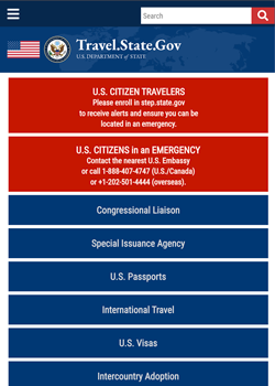 Travel Warning System Menu Item